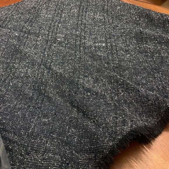 Burberry London Black Gray Plaid Fringe Hem Wool Blend Skirt Size US 10 - Picture 11 of 16